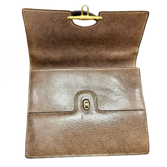 Vintage Gucci Brown Leather Top Handle Bag with Dust Bag – Made in Italy - Picture 13 of 16